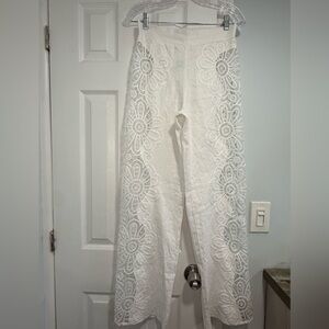 White Lace Detail Pantsuit Beach wear